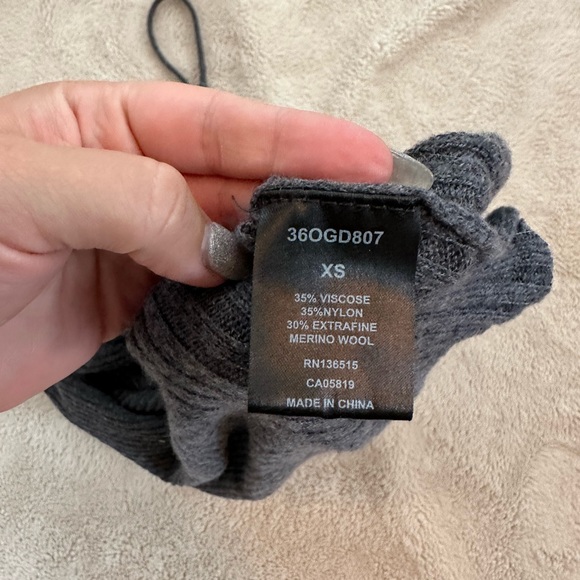 One Grey Day Merino Wool Blend Ribbed Hooded Sweater - Picture 4 of 5